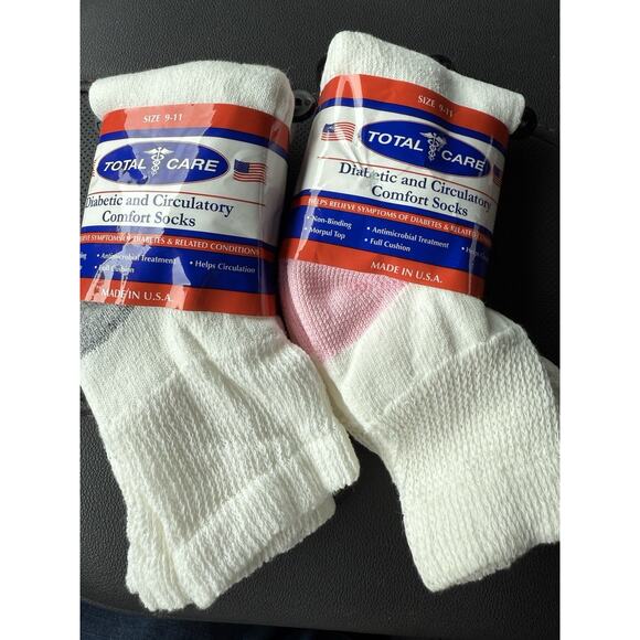 Total Care Diabetic And Circulatory Socks Size 9-11 2 Packs Made In USA - Picture 1 of 2